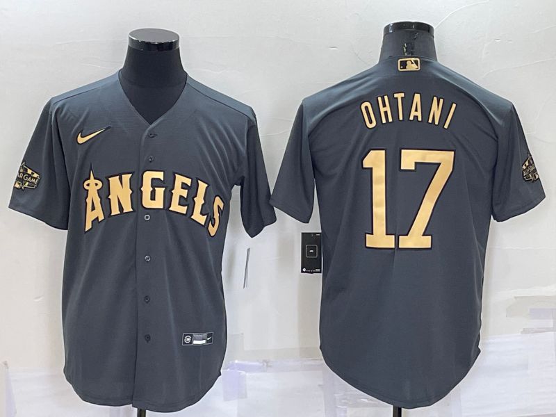 Men Los Angeles Angels 17 Ohtani Grey 2022 All Star Nike MLB Jersey